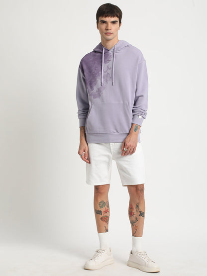 Men Purple Printed Regular Fit Hoodies TBH-COCOON-PL