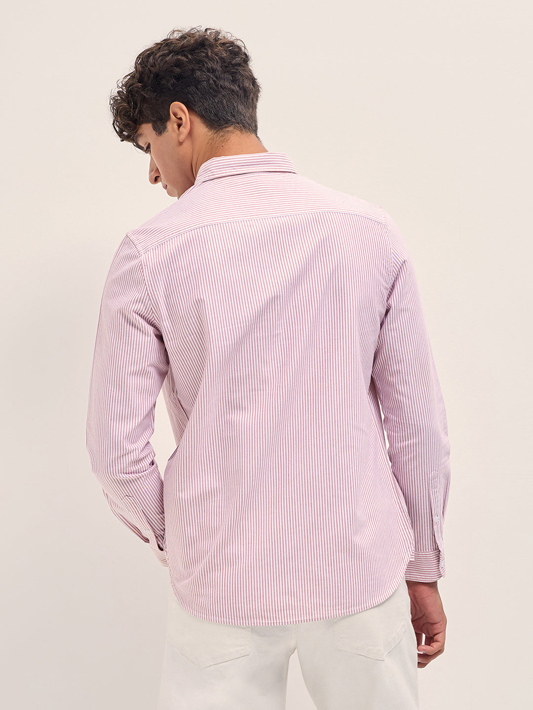 Men Slim Fit Cotton Striped Casual Shirt TBH-CRIM-RD