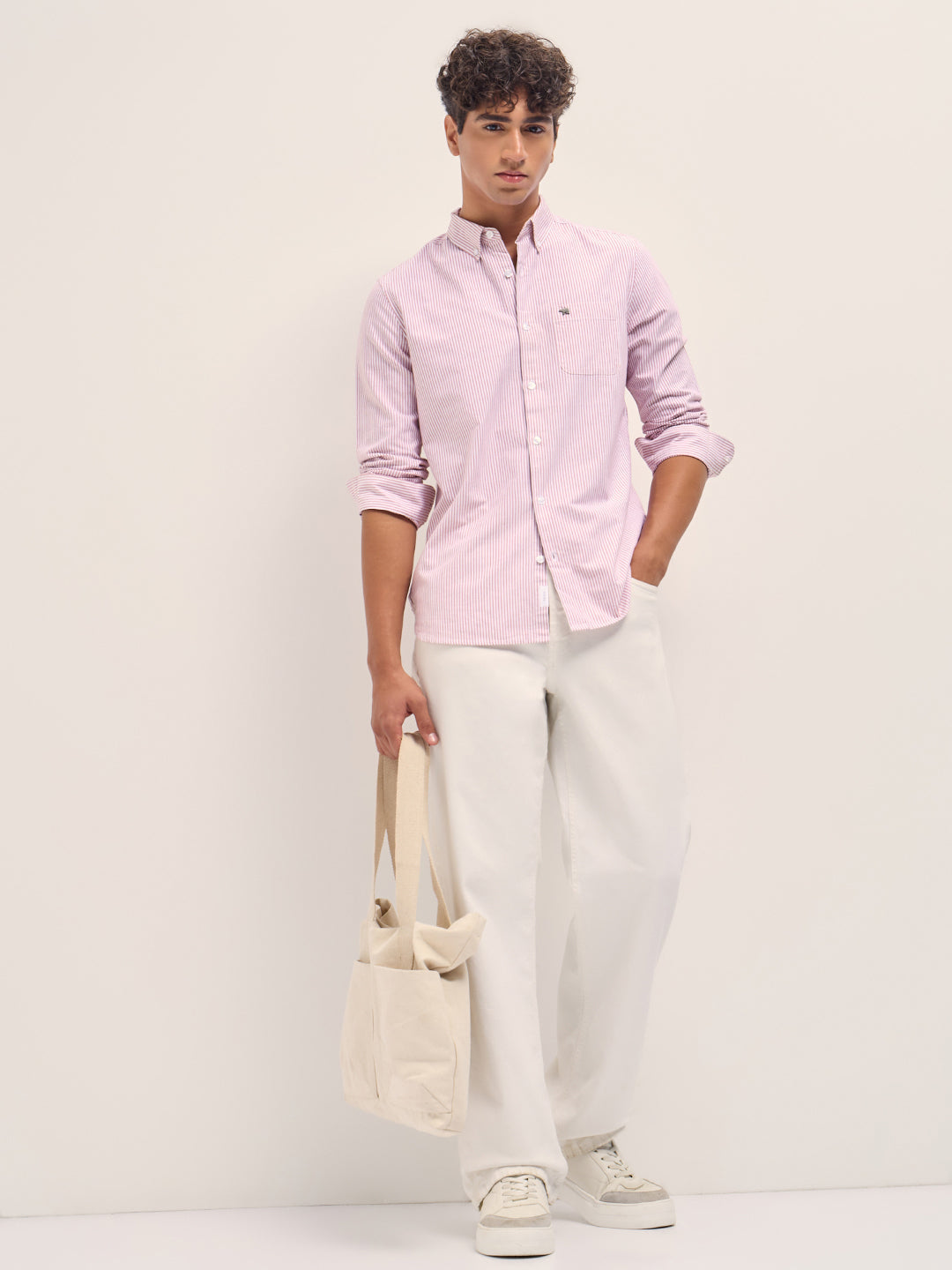 Men Slim Fit Cotton Striped Casual Shirt TBH-CRIM-RD