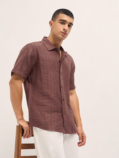 Men Textured Regular Fit Casual Shirt TBH-DAMAT-BR