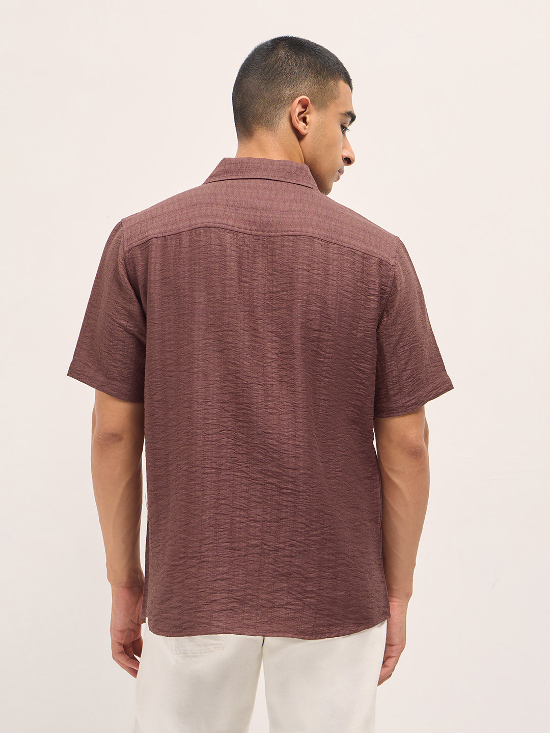 Men Textured Regular Fit Casual Shirt TBH-DAMAT-BR