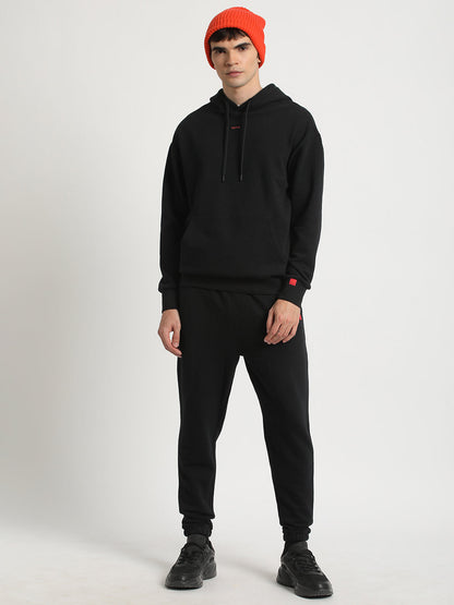 Men Black Solid Regular Fit Hoodies TBH-DARK-BK