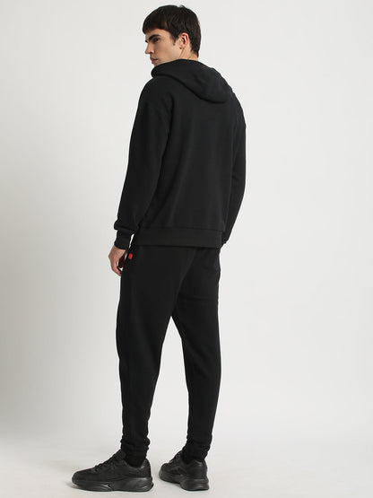 Men Black Solid Regular Fit Hoodies TBH-DARK-BK