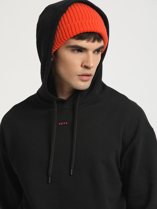 Men Black Solid Regular Fit Hoodies TBH-DARK-BK