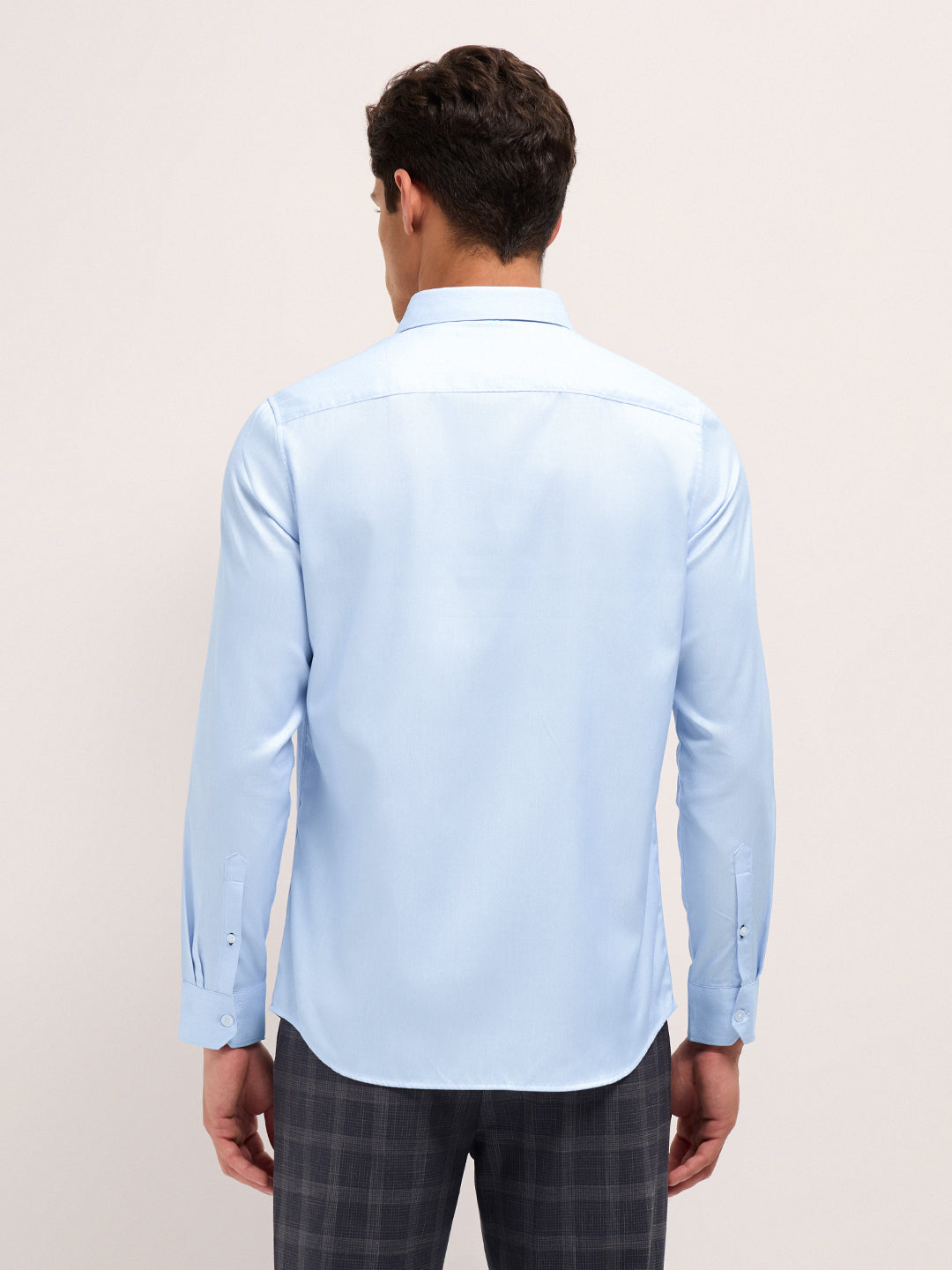 Men Herringbone Woven Design Tailored Fit Formal Shirt TBH-DREXO-BL