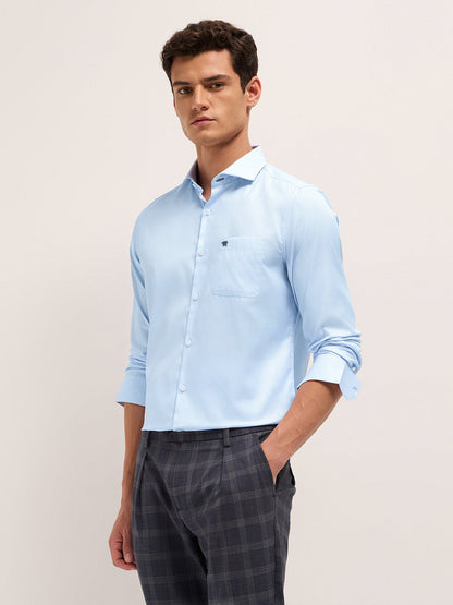 Men Herringbone Woven Design Tailored Fit Formal Shirt TBH-DREXO-BL