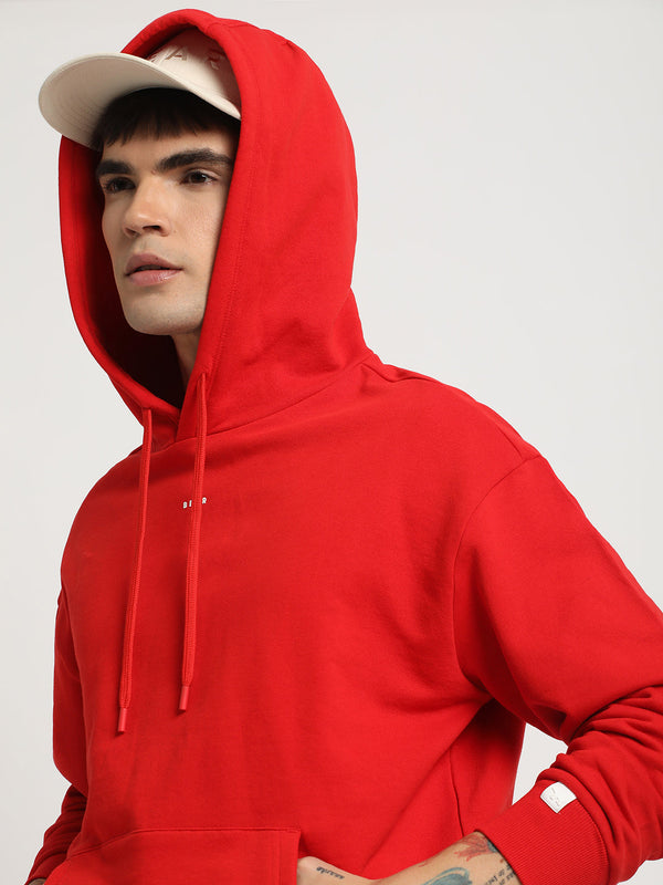 Men Orange Solid Regular Fit Hoodies TBH-DRIVE-OR