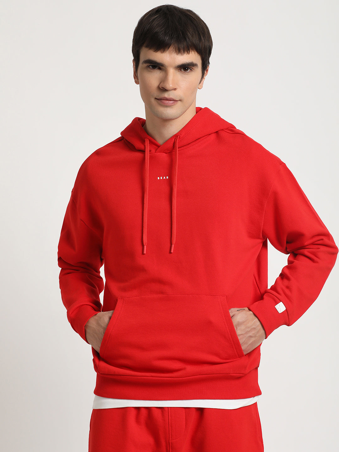 Men Orange Solid Regular Fit Hoodies TBH-DRIVE-OR