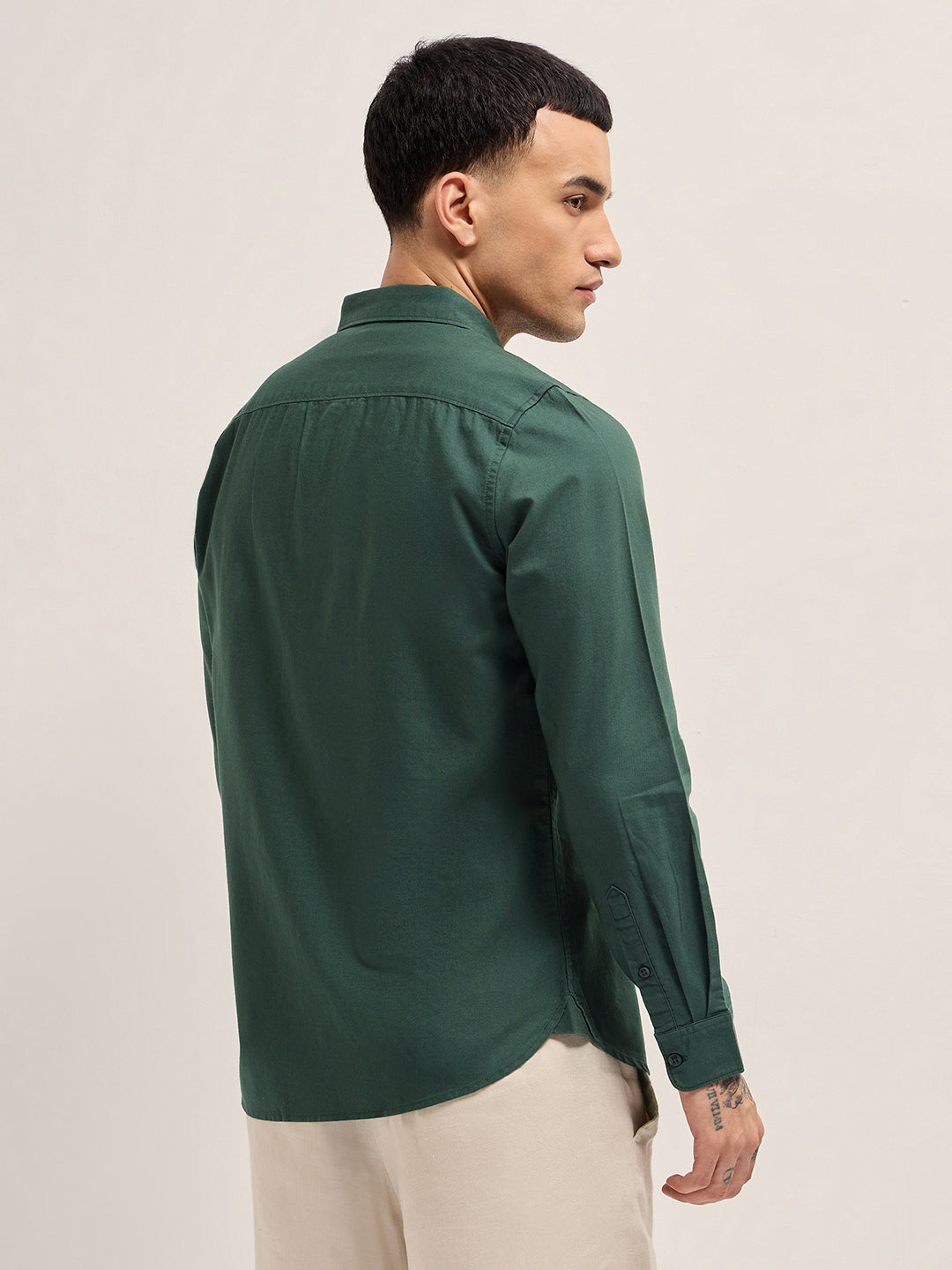 Men Slim Fit Cotton Solid Casual Shirt TBH-EKON-GR