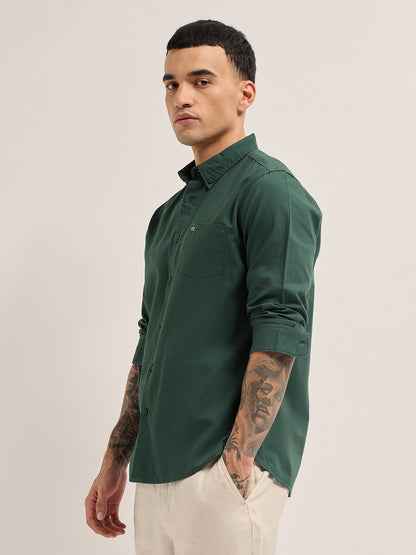 Men Slim Fit Cotton Solid Casual Shirt TBH-EKON-GR