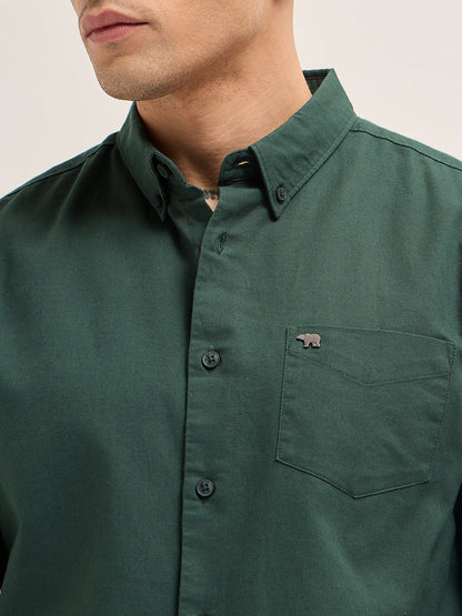 Men Slim Fit Cotton Solid Casual Shirt TBH-EKON-GR