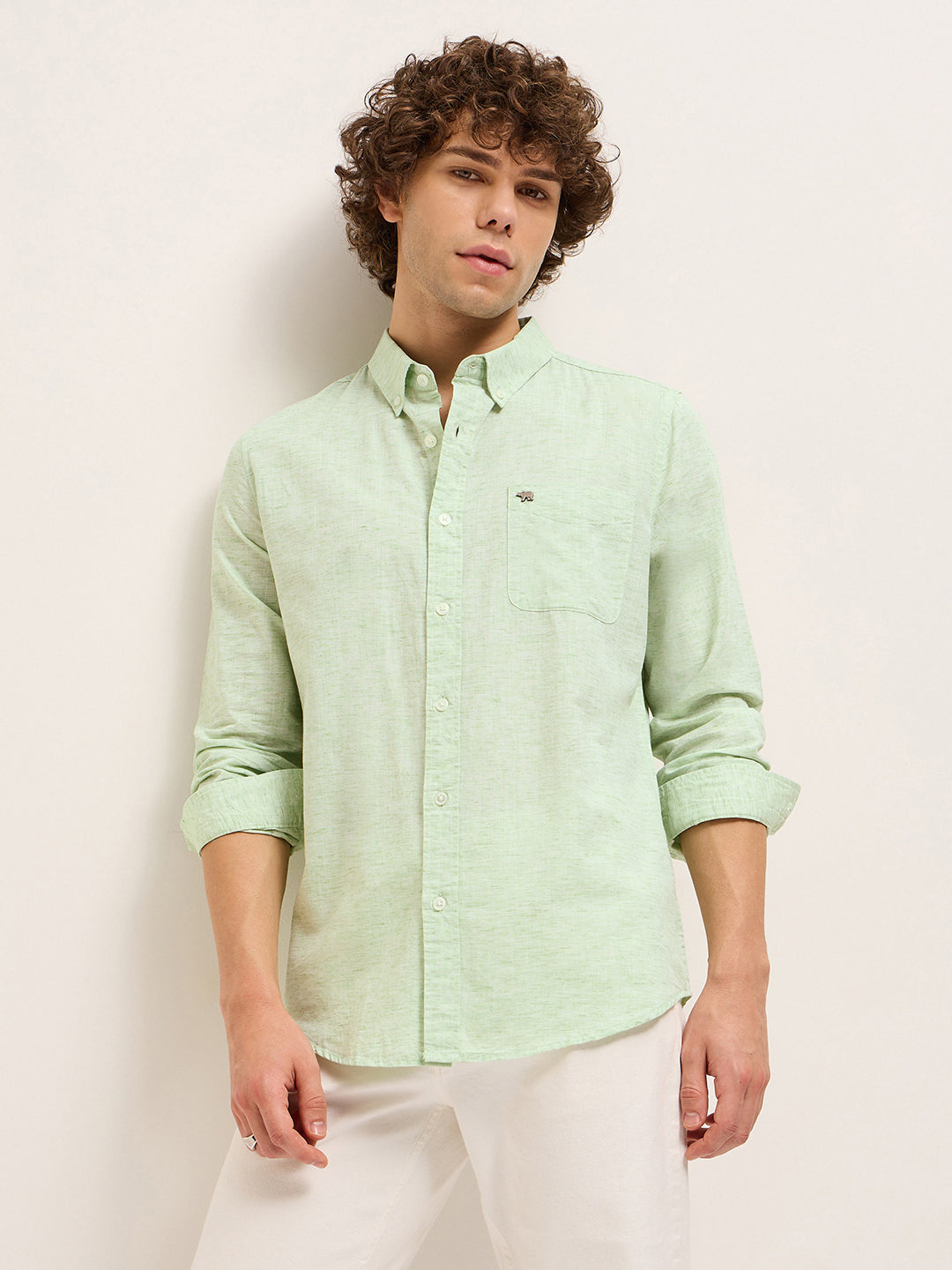 Men's Cotton Solid Slim Fit Shirt TBH-ELMIRA-GR