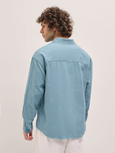 Men's Solid Relaxed Fit Overshirt TBH-ELPIS-BL