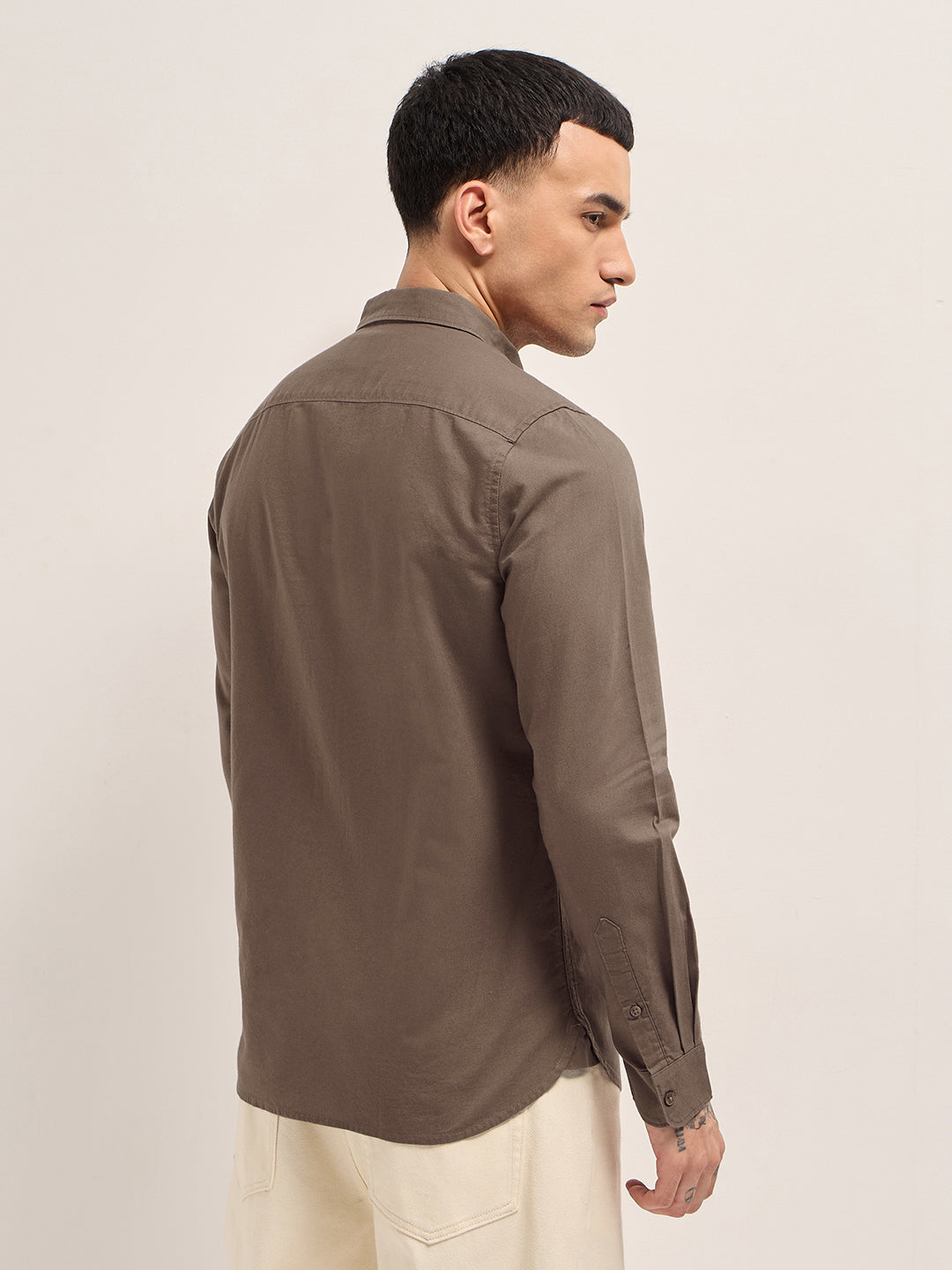 Men Slim Fit Cotton Solid Casual Shirt TBH-FARAI-BR