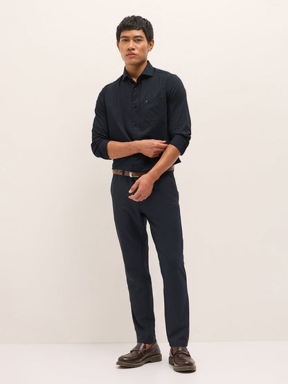 Men's Tailored Fit Solid Polyester Blend Formal Shirt TBH-GAMMUS-BL