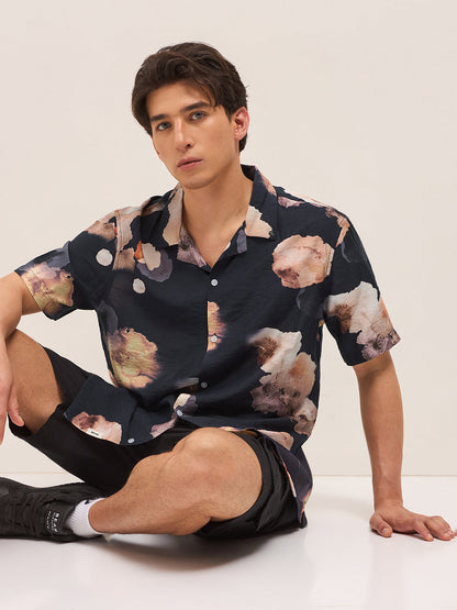 Men Abstract Printed Relax Fit Casual Shrit TBH-GIDOK-BK