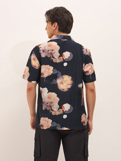 Men Abstract Printed Relax Fit Casual Shrit TBH-GIDOK-BK
