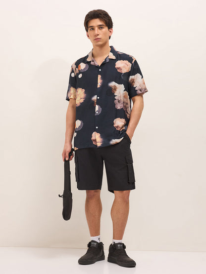 Men Abstract Printed Relax Fit Casual Shrit TBH-GIDOK-BK
