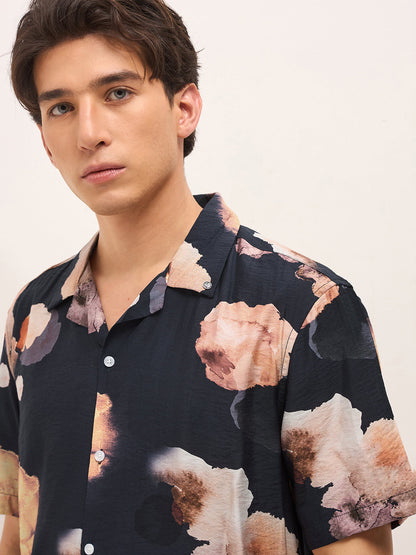 Men Abstract Printed Relax Fit Casual Shrit TBH-GIDOK-BK