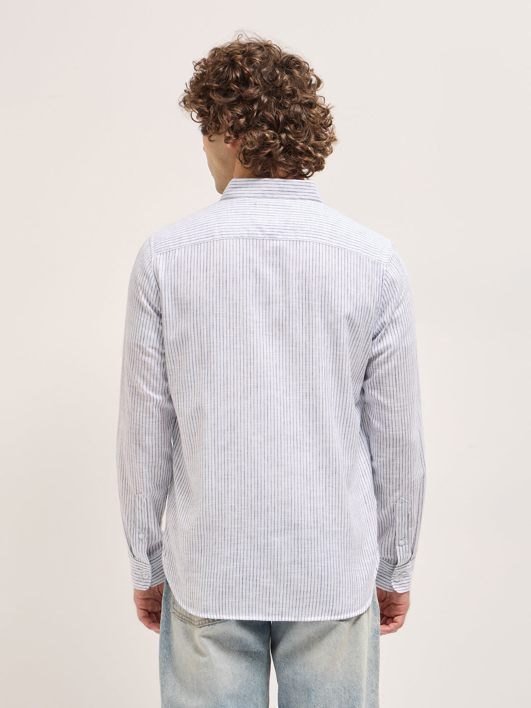 Men's Cotton Striped Slim Fit Shirt TBH-HAPIR-WH