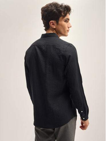 Solid Slim Fit Casual Shirt TBH-HONADA-BK