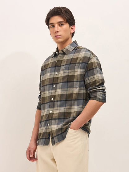 Men Cotton Checked Relaxed Fit Casual Shirt TBH-JUSTON-BR