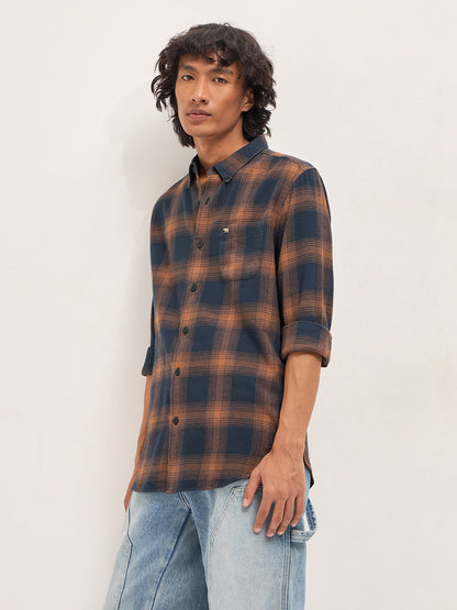 Men Slim Fit Cotton Checked Flannel Casual Shirt TBH-KENICH-RT