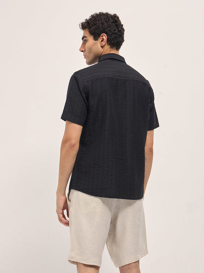 Men's Textured Regular Fit Casual Shirt TBH-KUD-BK