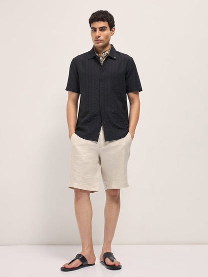 Men's Textured Regular Fit Casual Shirt TBH-KUD-BK