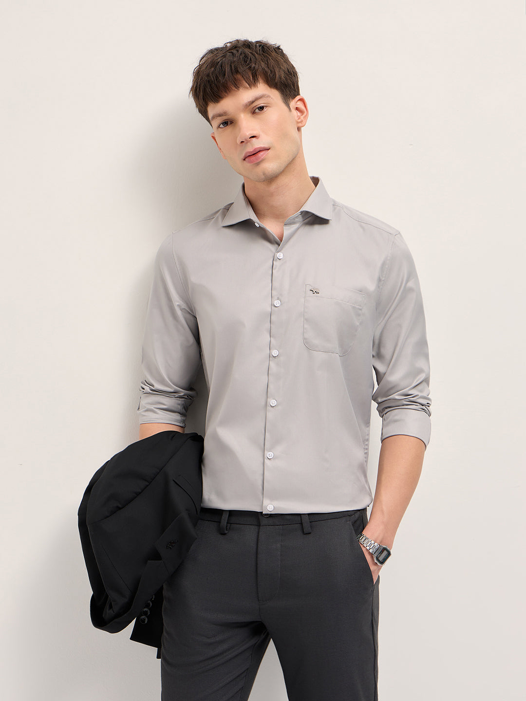 Men Solid Tailored Fit Formal Shirt TBH-LAXEN-GY