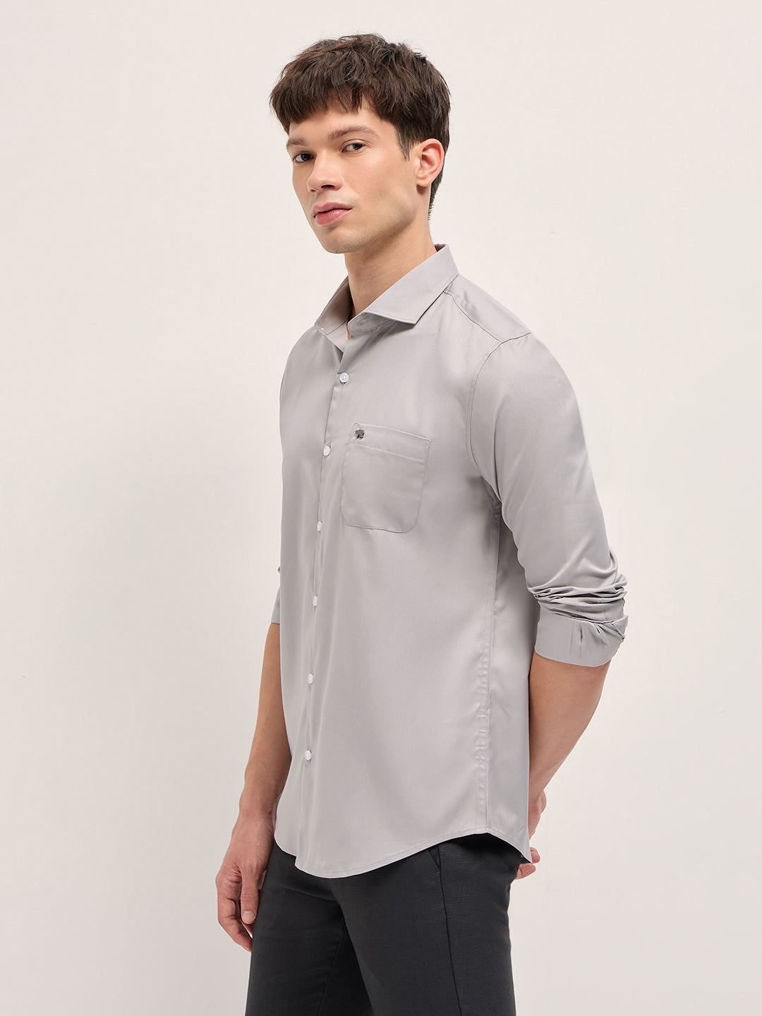 Men Solid Tailored Fit Formal Shirt TBH-LAXEN-GY