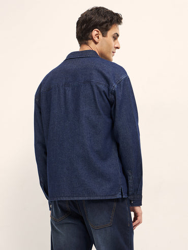 Men's Cotton Solid Relaxed Fit Overshirt TBH-LOPEDRO-BL