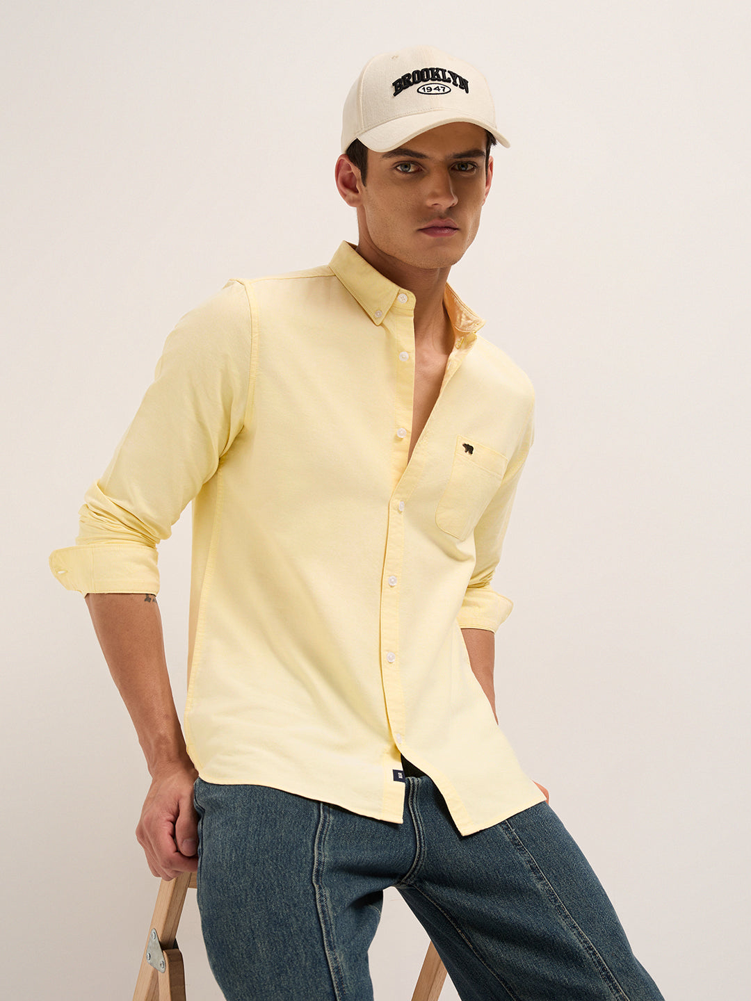 Men Cotton Solid Slim Fit Casual Shirt TBH-MEGAR-YL