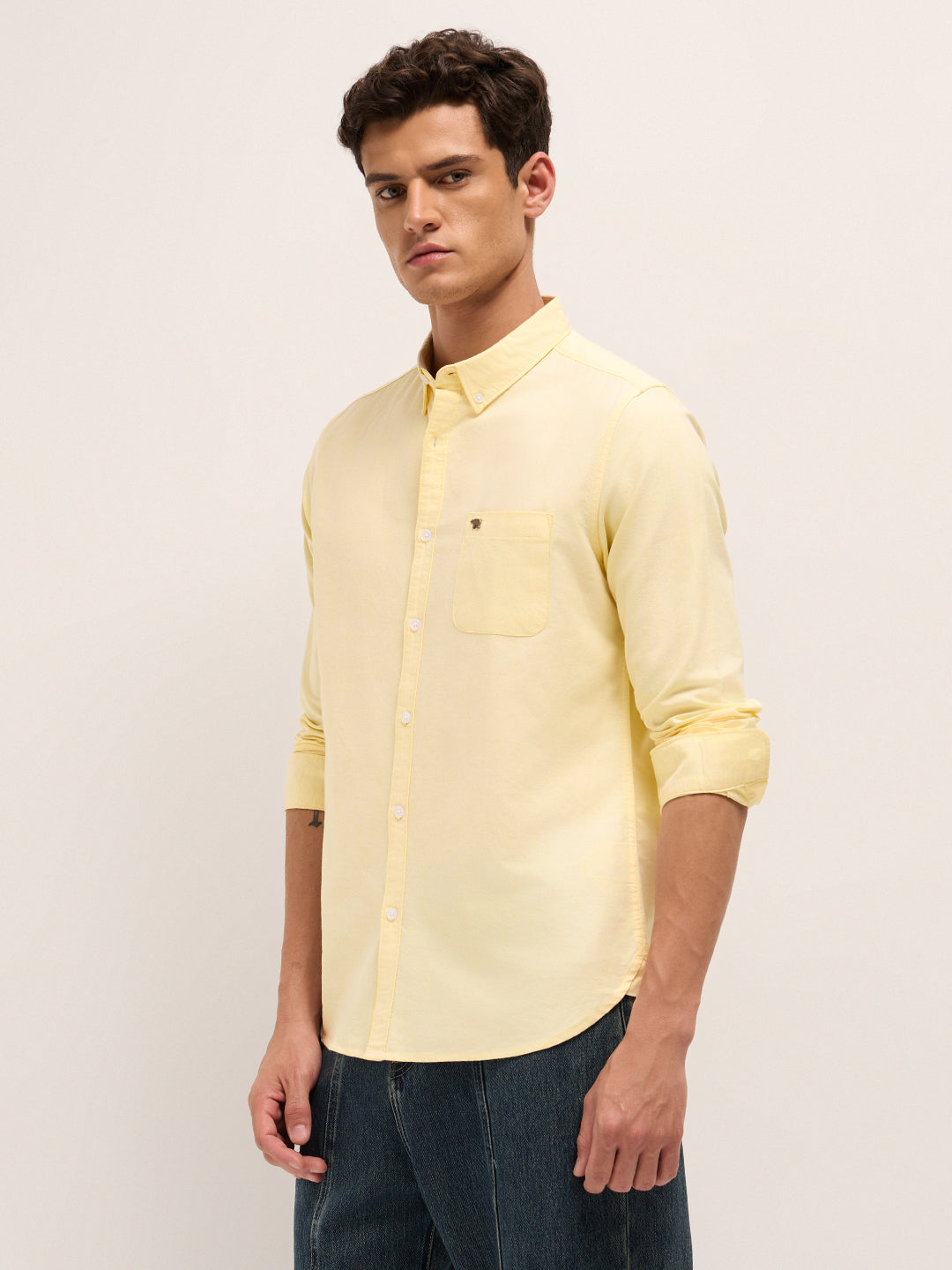 Men Cotton Solid Slim Fit Casual Shirt TBH-MEGAR-YL