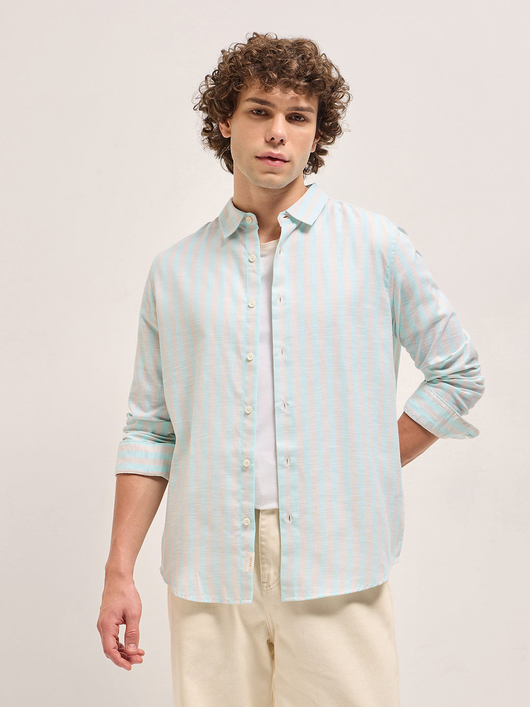 Men's Cotton Striped Slim Fit Shirt TBH-MITKO-BL