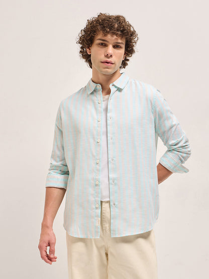 Men's Cotton Striped Slim Fit Shirt TBH-MITKO-BL