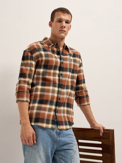 Men Cotton Checked Relax Fit Flannel Shirt TBH-MORAV-MC