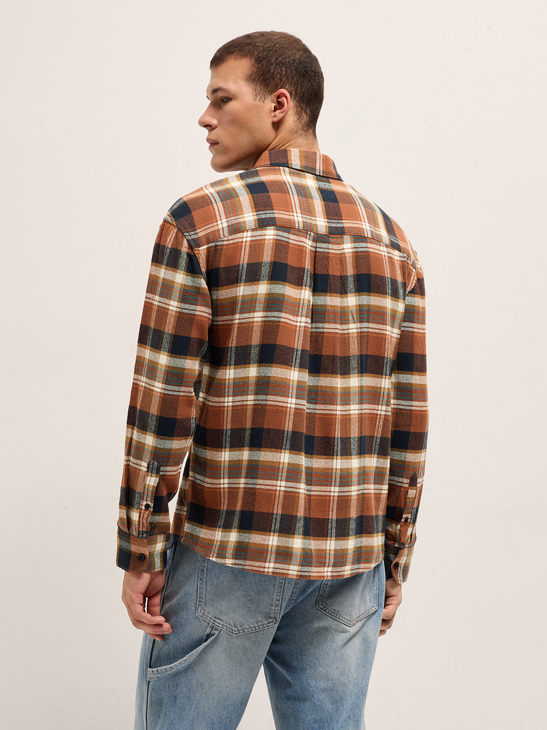 Men Cotton Checked Relax Fit Flannel Shirt TBH-MORAV-MC