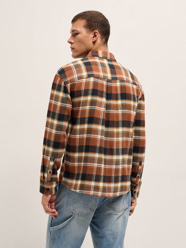 Men Cotton Checked Relax Fit Flannel Shirt TBH-MORAV-MC