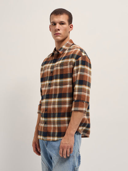 Men Cotton Checked Relax Fit Flannel Shirt TBH-MORAV-MC
