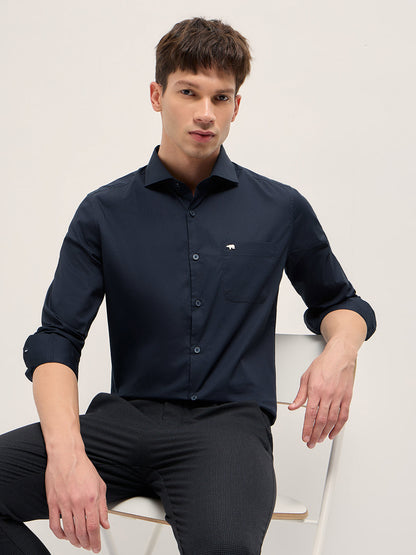 Men Cotton Solid Tailored Fit Formal Shirt TBH-MUARO-BL