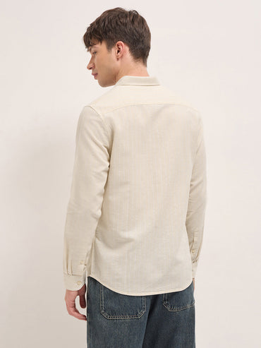 Men Cotton Linen Striped Slim Fit Casual Shirt TBH-MUKO-CR