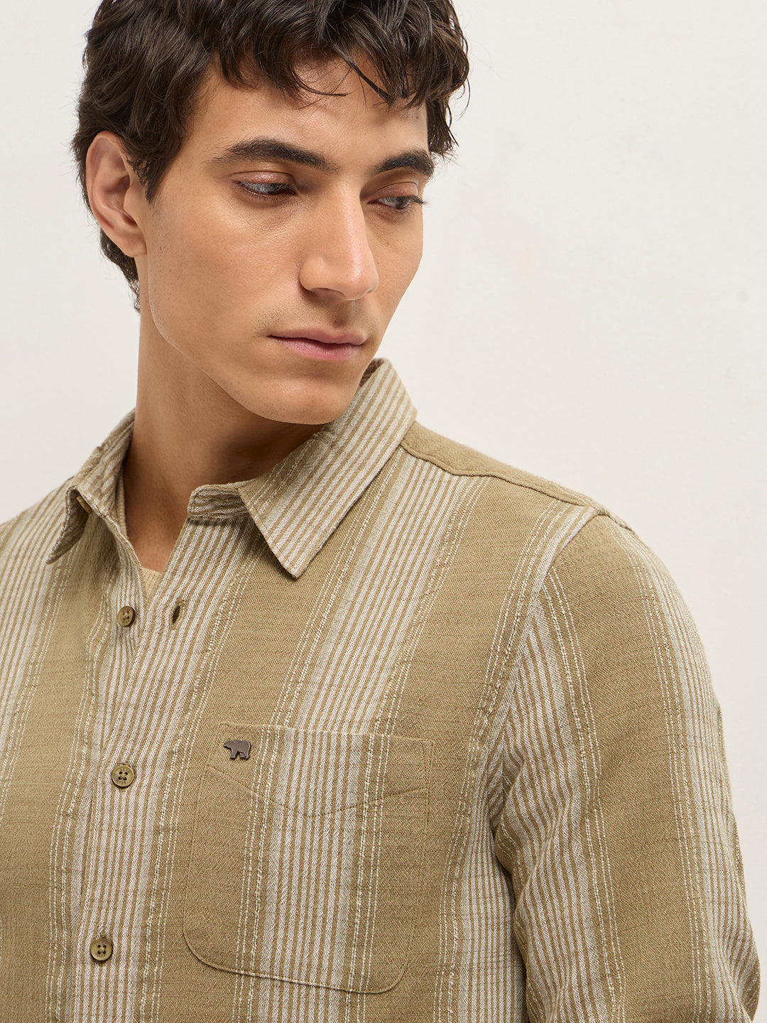 Men Woven Striped Slim Fit Casual Shirt TBH-NAEKO-BG