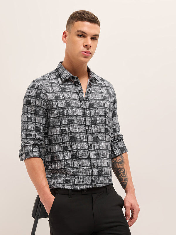 Men Cotton Printed Tailored Fit Formal Shirt TBH-NATRA-BK
