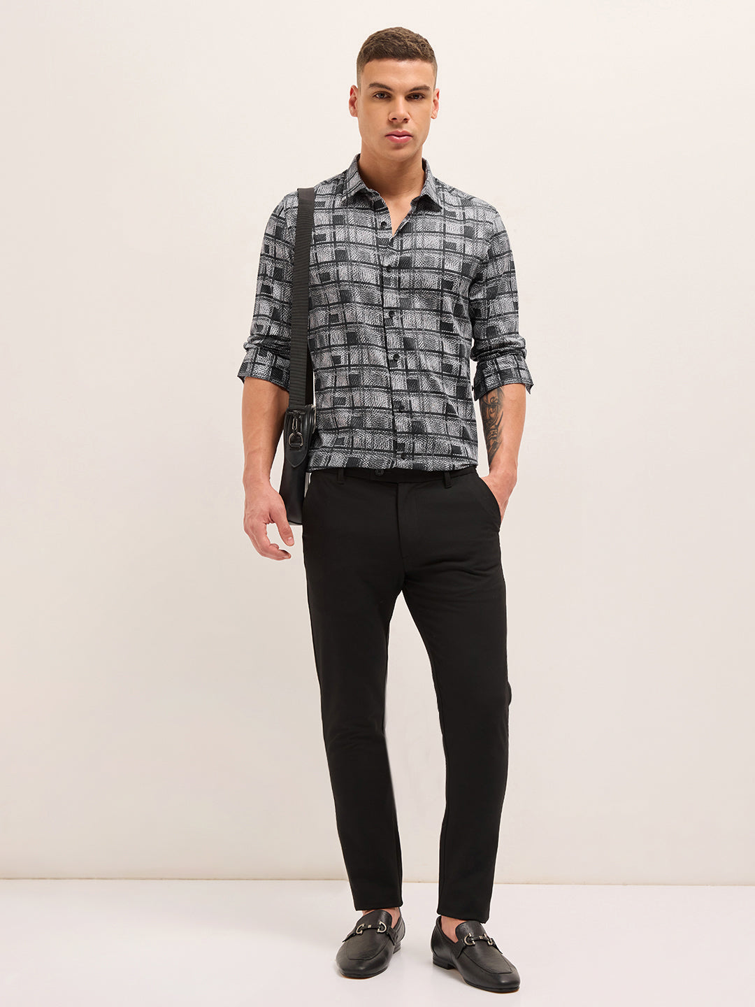 Men Cotton Printed Tailored Fit Formal Shirt TBH-NATRA-BK