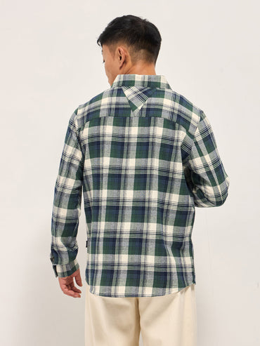 Men's Pure Cotton Checked Regular Fit Shacket TBH-NIDAO-GR