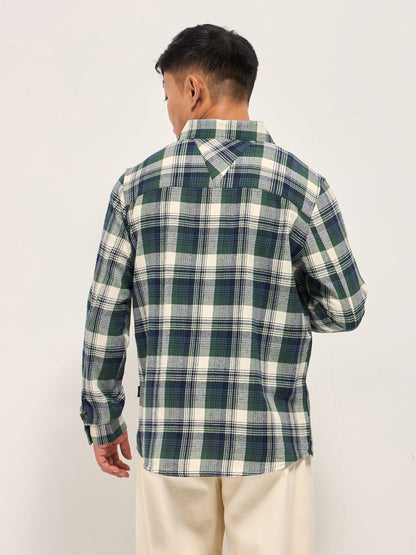 Men's Pure Cotton Checked Regular Fit Shacket TBH-NIDAO-GR