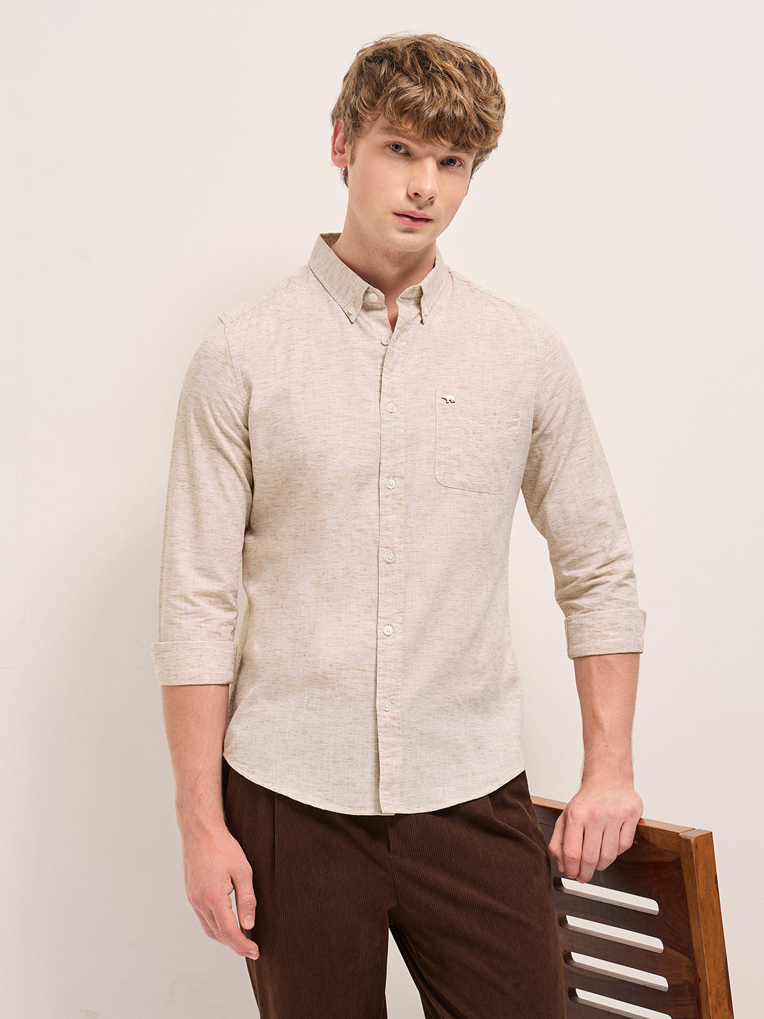 Men's Cotton Solid Slim Fit Shirt TBH-NOIRIK-BG