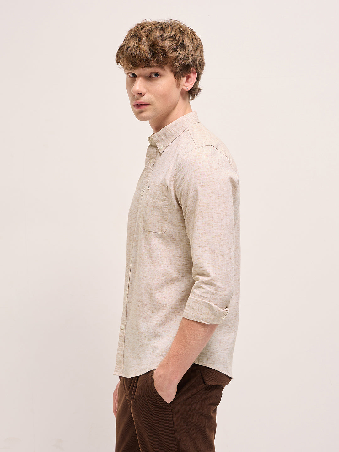 Men's Cotton Solid Slim Fit Shirt TBH-NOIRIK-BG