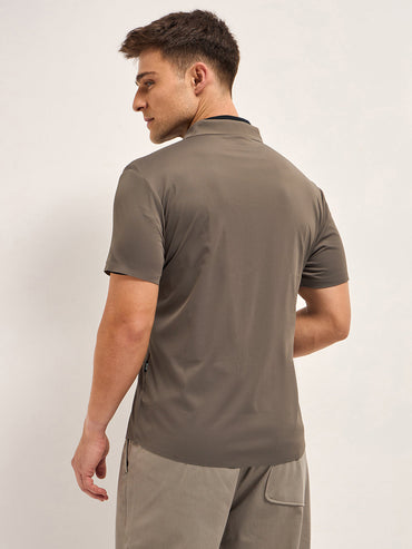 Men's Solid Slim Fit Water Repellent Performance Shirt TBH-OBREG-KH